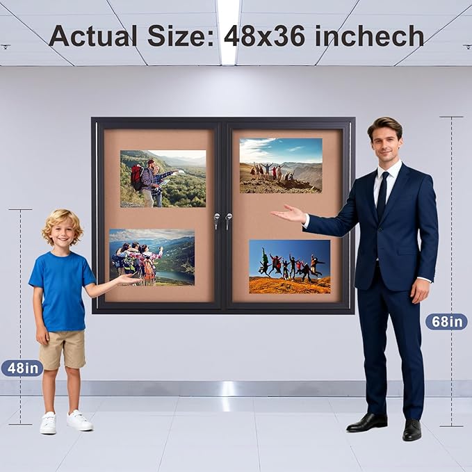48x36 Inch Lockable Enclosed Bulletin Board, Weather-Resistant Outdoor - Image 5