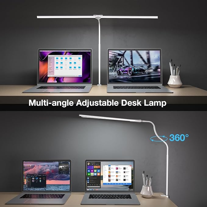 LED Desk Lamp, 31.5'' Wide Double Head Desk Lamps - Image 4