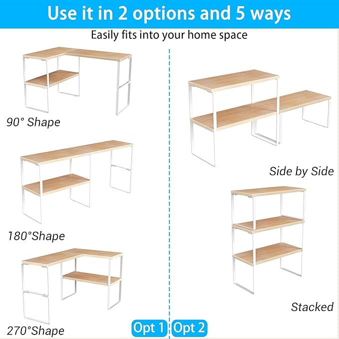 Golener Countertop Organizer Corner Shelf, 2-Tier Adjustable Stackable Corner - Image 6