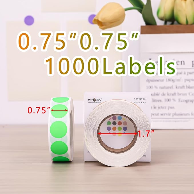 PARLAIM 3/4 Inch Roll Color Coding Labels, 1000 per Roll Round Permanent - Image 2