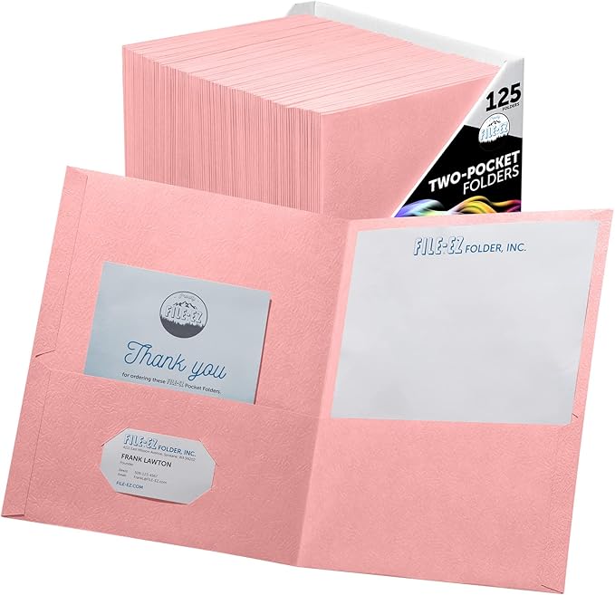FILE-EZ Two-Pocket Folders, Durable Textured Paper by FILE-EZ