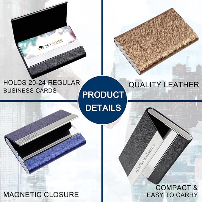 Taikuri Custom Business Card Holder Personalized Engraved Leather Business Card - Image 3