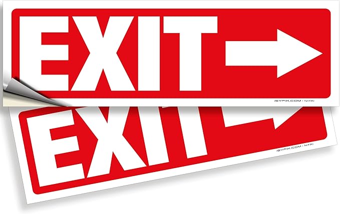 iSYFIX Exit Signs Stickers 2 Pack 12x4 Inch by iSYFIXPREMIUMSIGNS