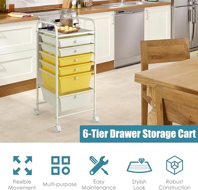 RELAX4LIFE 6-Drawer Rolling Storage Cart - Image 8