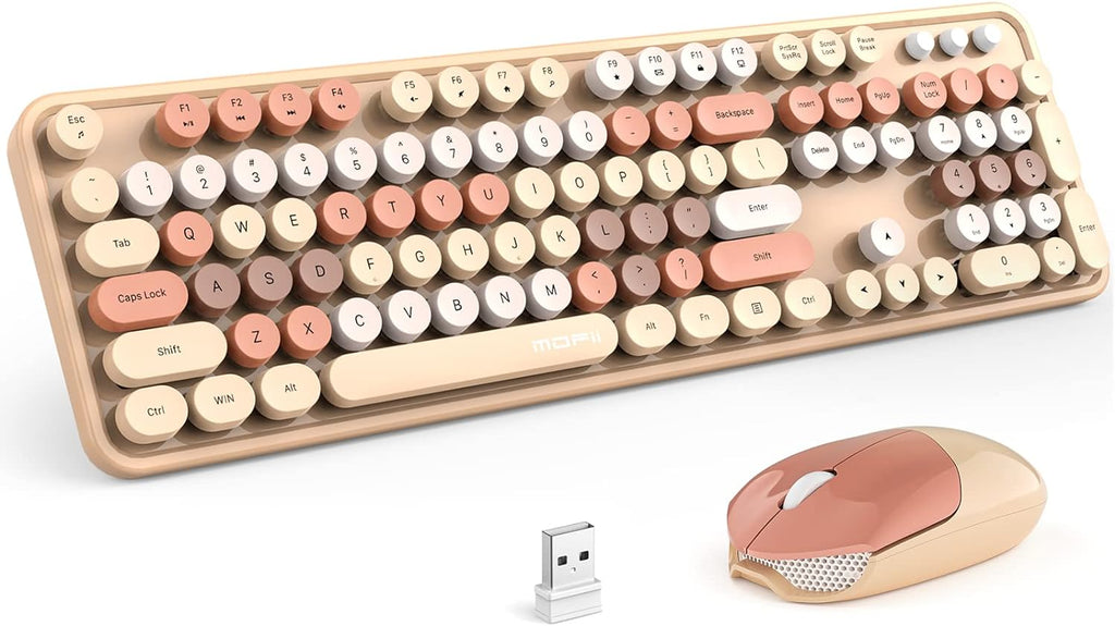 MOFII Wireless Keyboard and Mouse Combo, 2.4GHz Retro Full-Size Keyboard