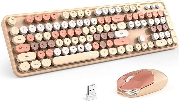 MOFII Wireless Keyboard and Mouse Combo, 2.4GHz Retro Full-Size Keyboard by MOFII