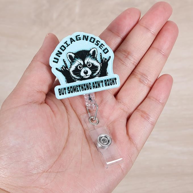 Undiagnosed But Something Ain't Right Funny Raccoon Nurse Badge Reel, Cute - Image 4