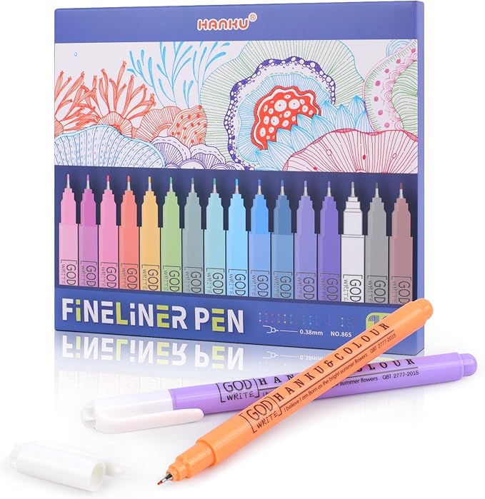 HANKU 0.38mm Fine Point Pen, 16 Pack Colored Fineliner Bible Pens No Bleed - Image 7