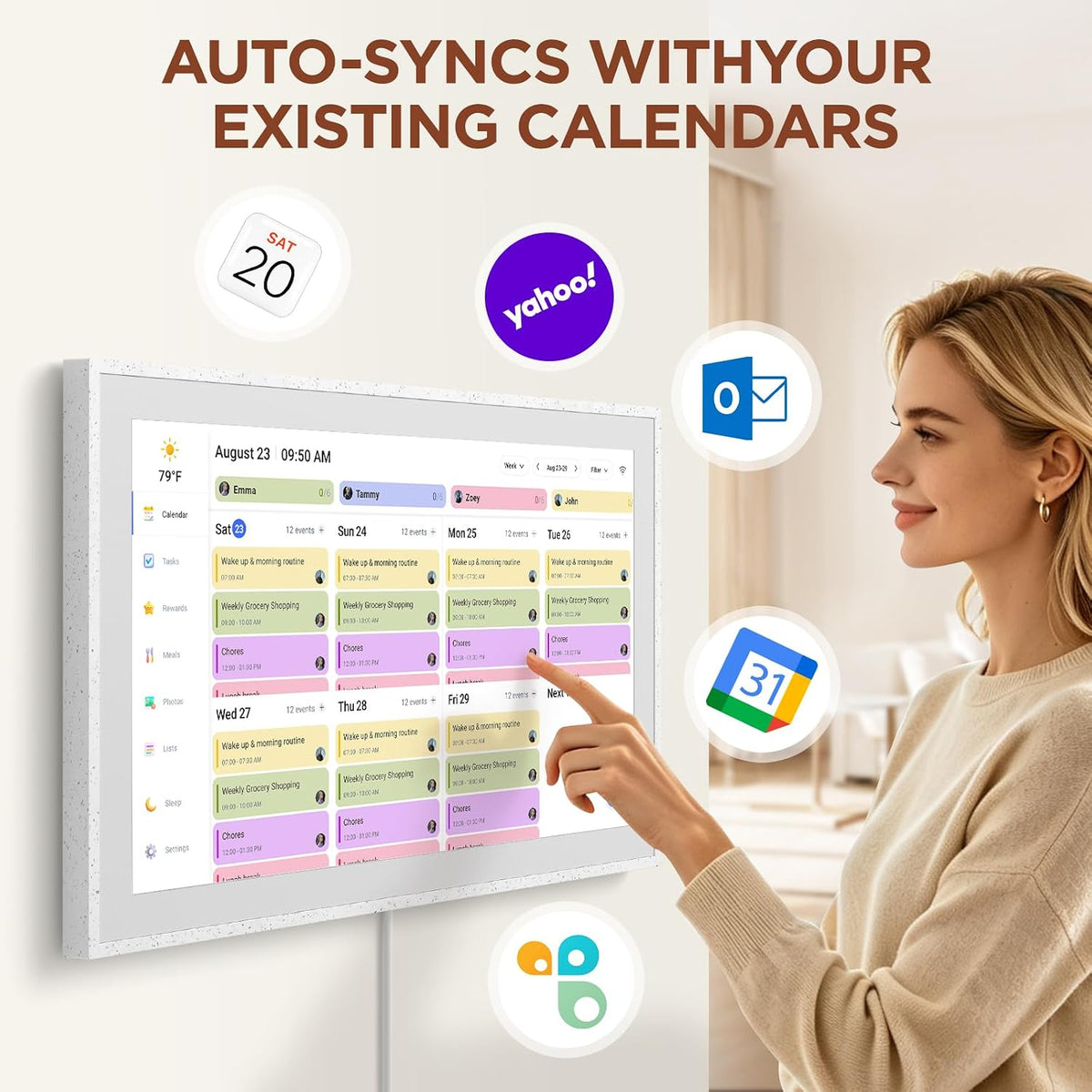 15.6" Digital Calendar, Smart Family Planner, Snow Speckle White