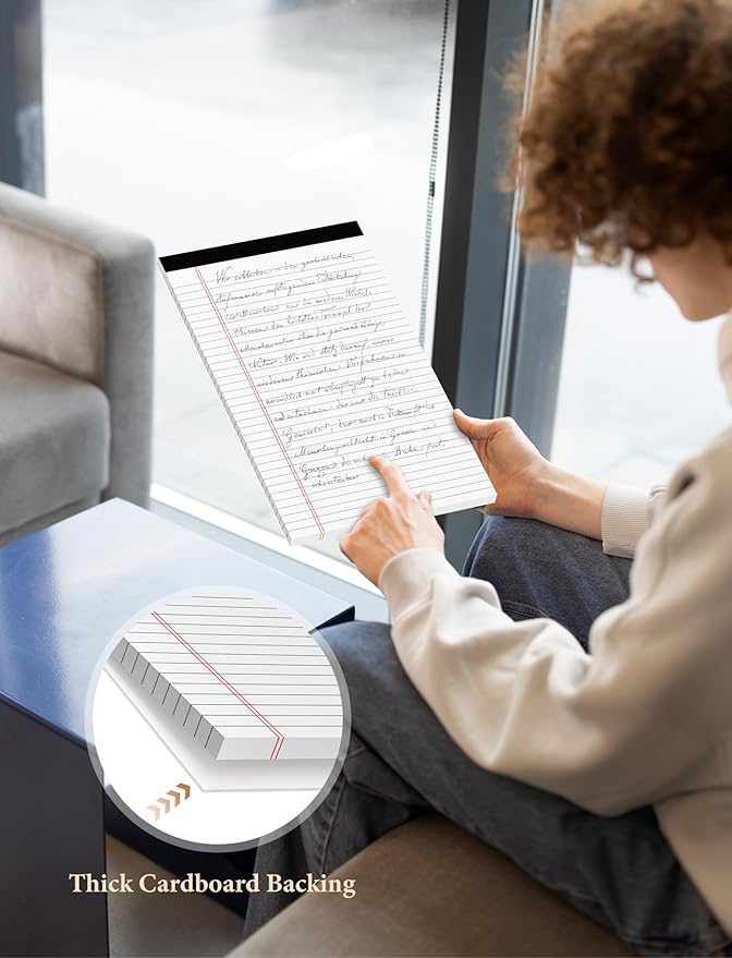 White Legal Pads 8.5 x 14, 6 Pack Wide Ruled Legal Notepads, Notebook Paper - Image 3
