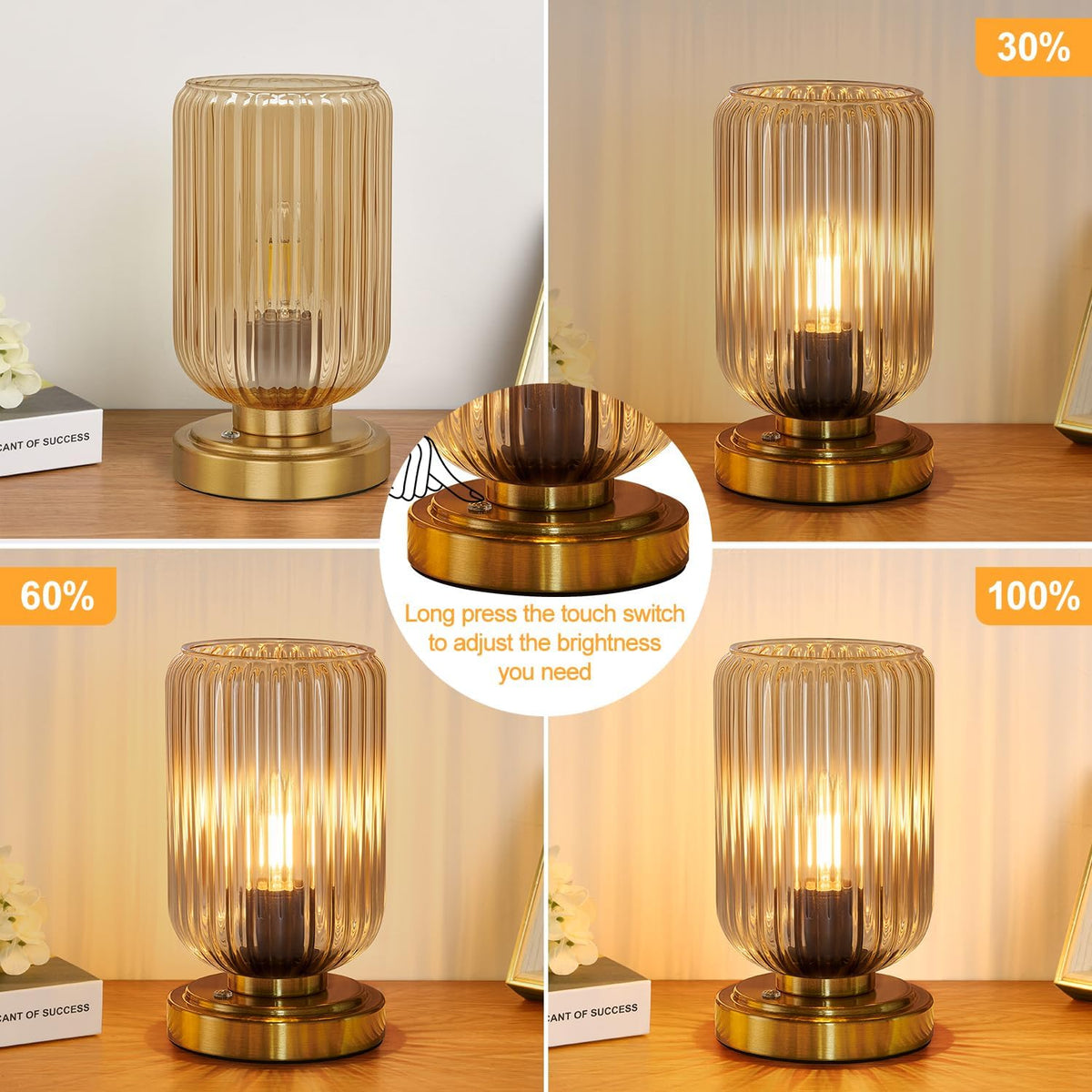 lightround cordless table lamp for bedroom, touch stepless, close-up detail