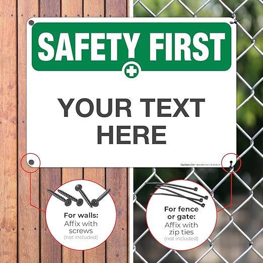Custom Safety First Sign, OSHA Sign, 10x14 Inches, Rust Free .040 Aluminum - Image 4
