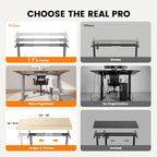 ErGear Dual Motor Standing Desk Legs for 44-90 inch Desktops, 264 lbs | 4 Memory Presets, Cable Tray, Dual Hooks, 28-47 inch Height Range, DIY Sit Stand Frame, Black Finish, Quiet Lifting, Grey