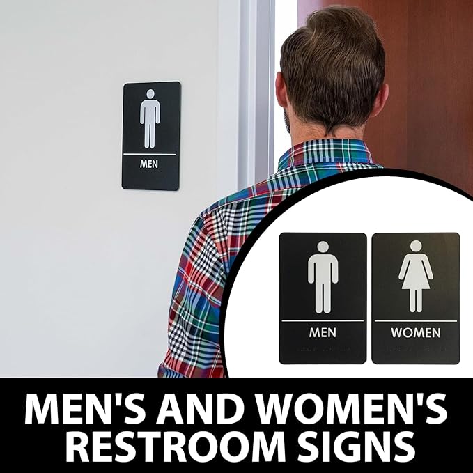 USA Made - Men's and Women's Restroom Signs ADA-Compliant Bathroom Door Signs - Image 2