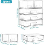 Vtopmart Clear Stackable Storage Drawers Set of 5, Plastic Organizer Bins - Image 3