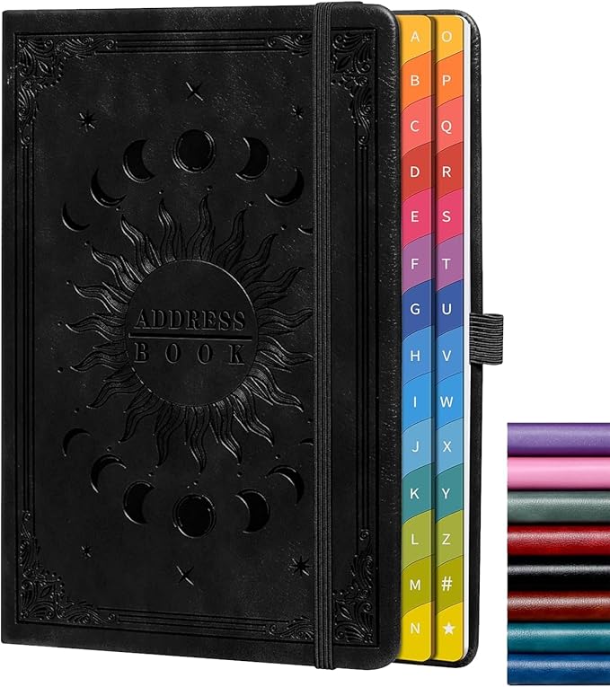 Address Book with Colorful Alphabetical Tabs – Hardcover Contact Organizer by HwxBen