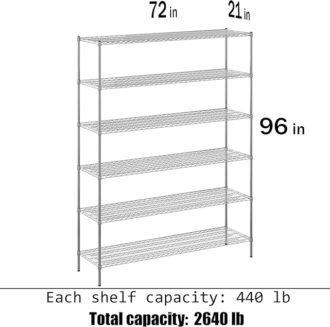 Regal Altair 21" Deep x 72" Wide x 96" Height Wire Shelving Kit | 6-Tier | NSF - Image 3