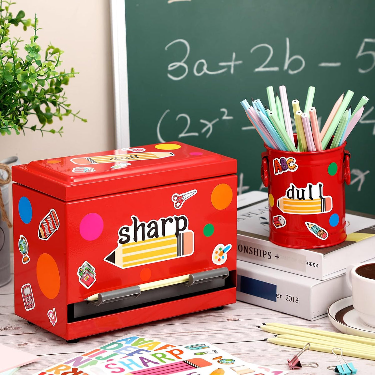 Mifoci 8 Pcs Pencil Dispenser for Classroom Stainless Steel, Red