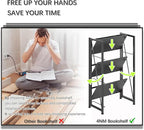 4NM No Assembly Folding Bookshelf Storage Shelves 3 Tiers Vintage Bookcase - Image 6