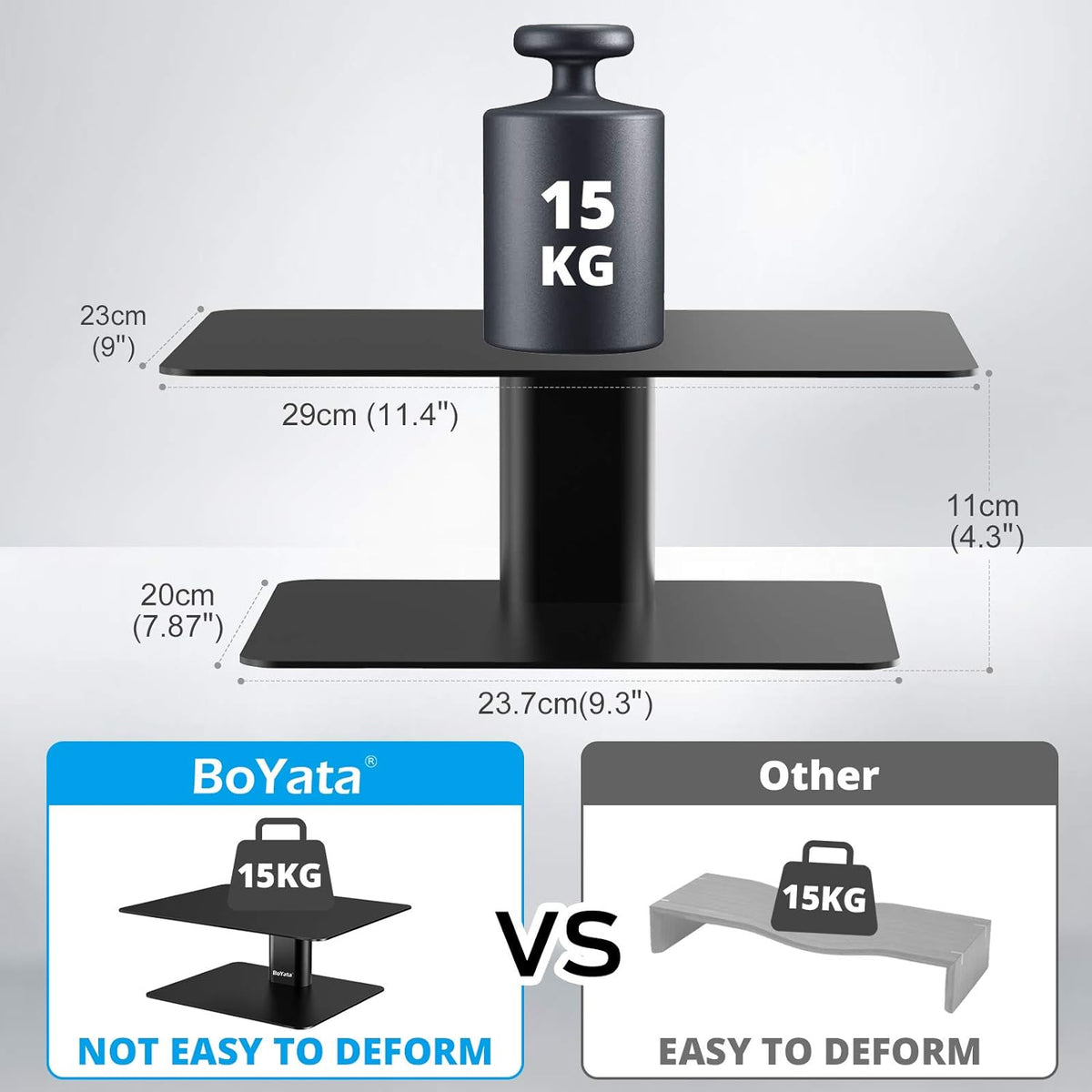 boyata monitor stand, adjustable height metal desktop riser, close-up detail