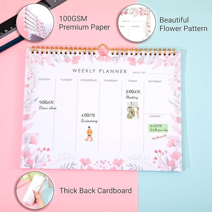 8.5x11 Weekly Planner Notepad Undated To Do List Note pad 52 Weekly Desk Wall - Image 3