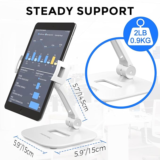 AboveTEK Tablet Stand Holder, Stylish Aluminum iPad Stands, Foldable 360° - Image 4