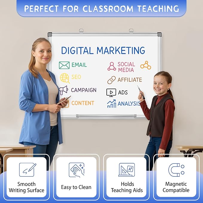 Grtard 18" x 12" White Board Dry Erase, Magnetic Dry Erase Boards, Hanging - Image 4
