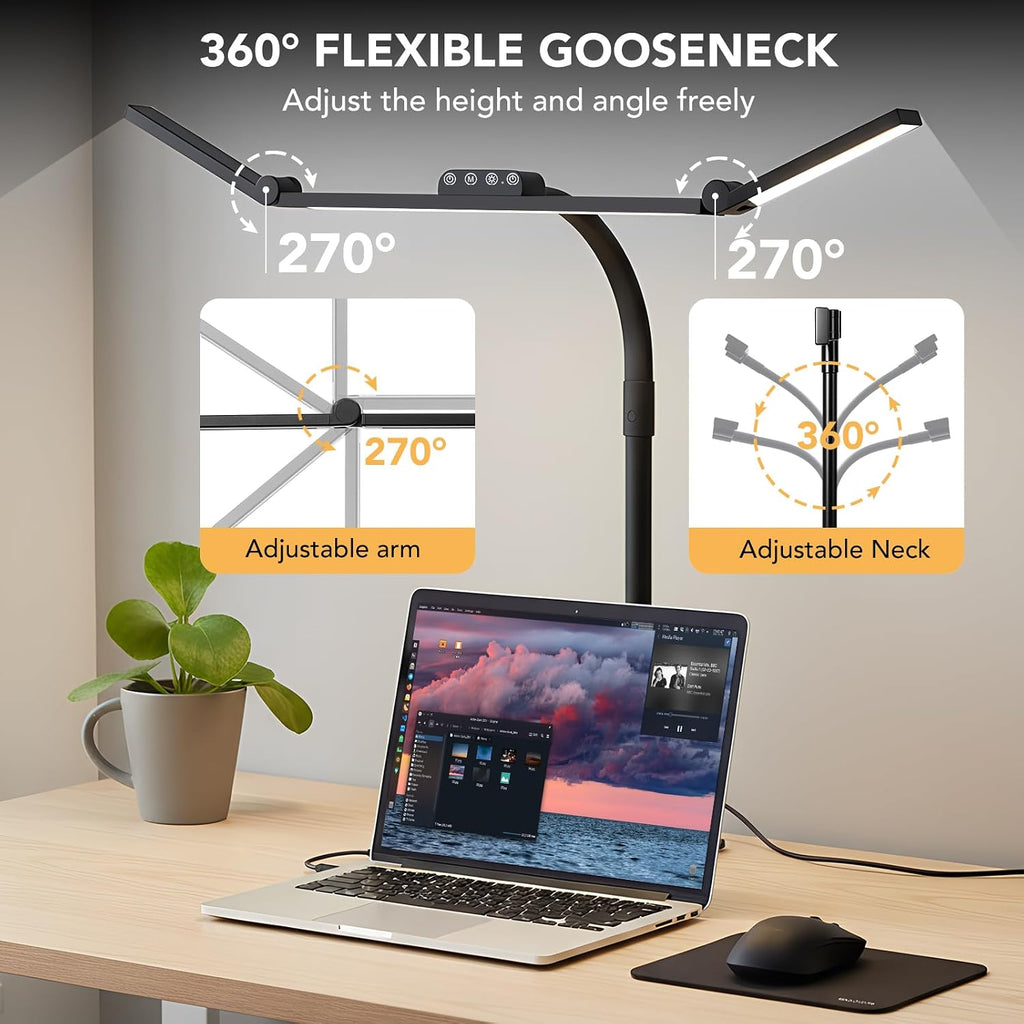 led desk lamp for home office with base, side view