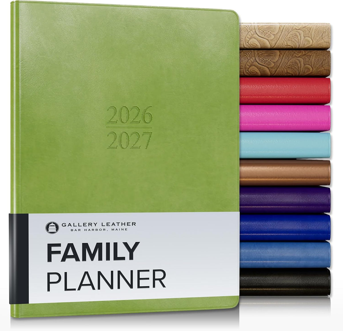 Gallery Leather Family Planner 2026-2027 Acadia Lime