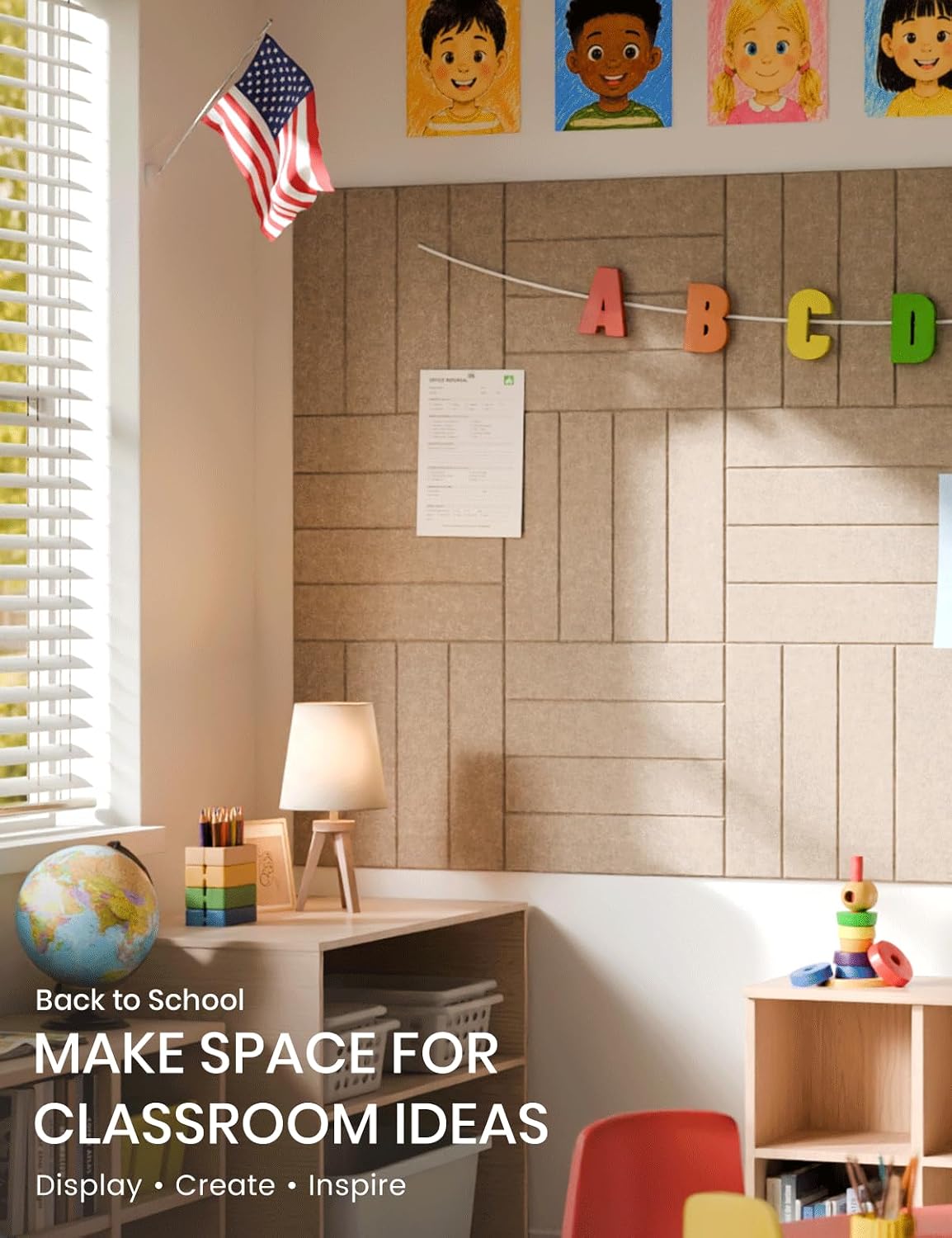 Fluxynara Felt Bulletin Board & Cork Board Alternative 48'' x 36&...