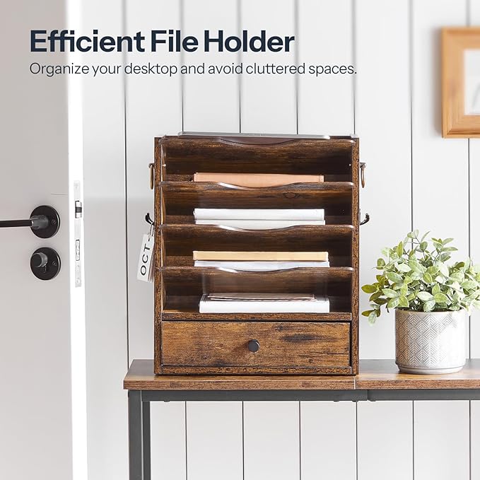 HOOBRO Wall File Organizer, Mail Organizer Wall Mounted, Wooden Literature - Image 4