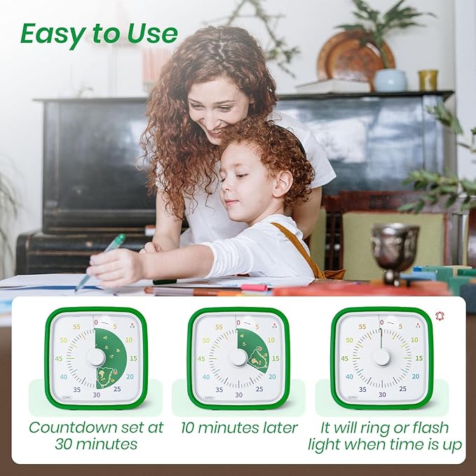 Yunbaoit Visual Timer with Protective Case, Dinosaur Disk 60 Minute Countdown - Image 3