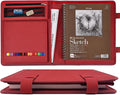 red leather sketchbook cover 9x12, travel drawing portfolio, main product view