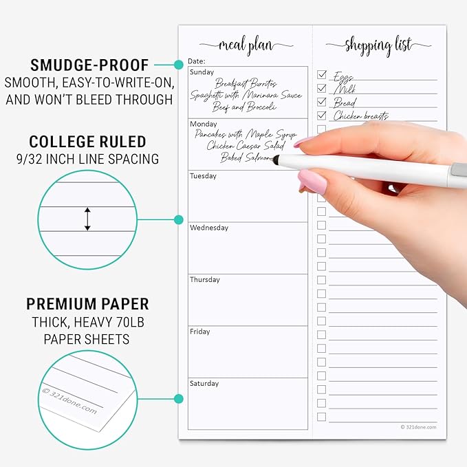 321Done Magnetic Meal Planning Pad, Meal Plan Grocery List Combo, Made in USA - Image 3