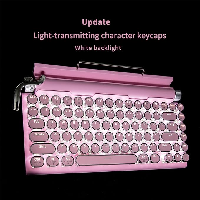 Adventurers Typewriter-Style Retro Mechanical Keyboard LED Backlight 83 Keys - Image 3