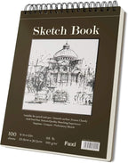 Fuxi 9" x 12" Sketch Book, Top Spiral Bound Sketch Pad, 100 Sheets 68lb/100gsm by SketchBook