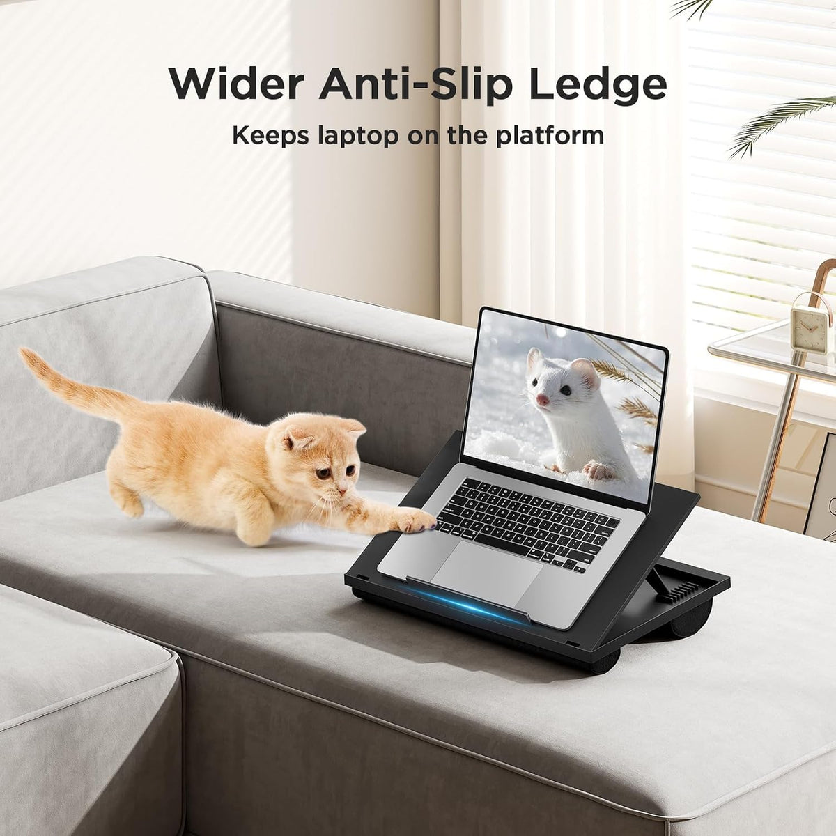 HUANUO Lap Desk with 8 Adjustable Angles – Up to 15.6" Laptop, Black