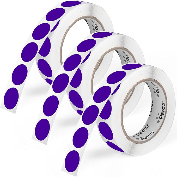 Perco Purple 1-Inch Round Circle Dot Sticker Labels by Perco