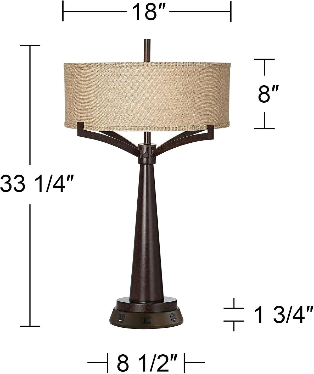 Franklin Iron Works Tremont Rustic Farmhouse Table Lamp 31 1/2" Tall wit...