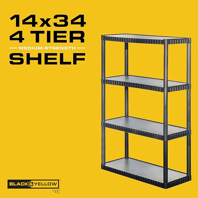 CX 4-Tier Plastic Storage Shelving Unit 2-Pack, Medium Duty, 75lbs Per Shelf - Image 4
