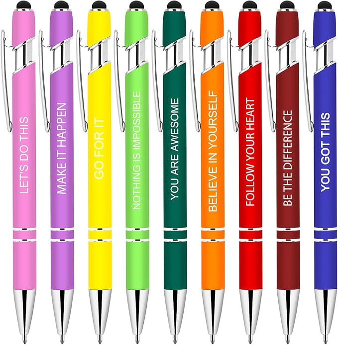Luxeviss 9 Pcs Inspirational Pens Bulk by LuxevissWriteYourRise