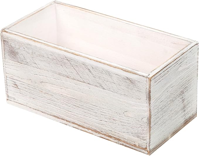 ExoLiry Rustic White Washed Wood Mail Box Storage Holder File Organizer - Image 2