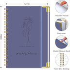 Undated Weekly Planner with Metal Corner Hardcover Notebook, A5 Size Journal - Image 2