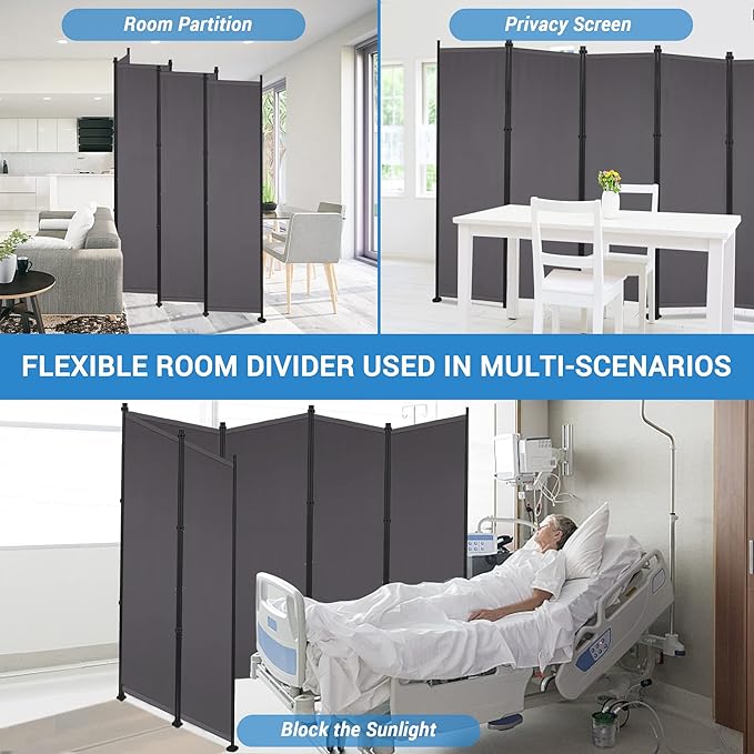 MAYOLIAH 6 Panel Room Dividers Folding Privacy Screen, 10ft Wide 6ft Tall - Image 6