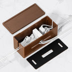 HomeBliss Extra Large Cable Management Box – Brown Double Layer Wooden Cord - Image 2