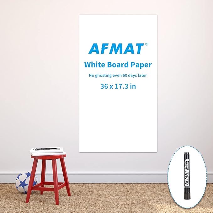 AFMAT Whiteboard Sticker, 17.3" x 36" Dry Erase Wallpaper, Peel and Stick White by AFMAT