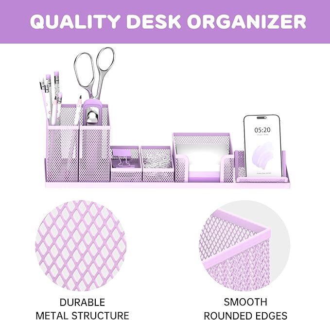 SUPEASY Pen Holder for Desk, 6 Piece Mesh Desk Organizer set for Office - Image 4