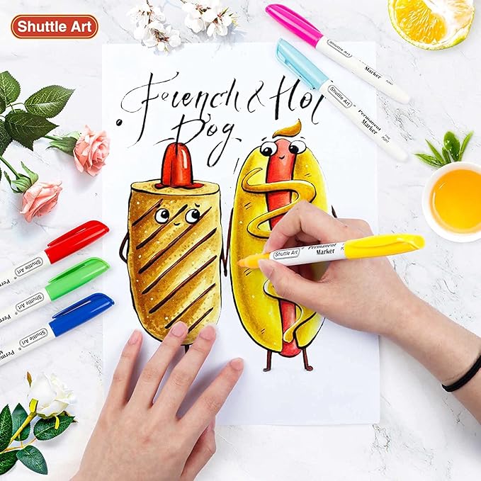 Shuttle Art Permanent Markers, 48 Colors Fine Point, Wood and Stone, Gift - Image 6