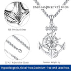 Compass Necklace for Women Men 925 Sterling Silver Pendant Urn Necklaces for - Image 4