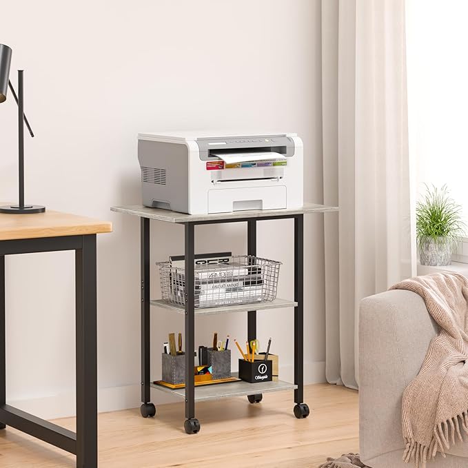 Lerliuo 3-Tier Printer Stand, Industrial Mobile Printer Table - Image 6